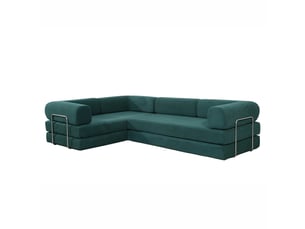 Canapé compressé convertible 5 places à mémoire de forme en velours côtelé vert barry