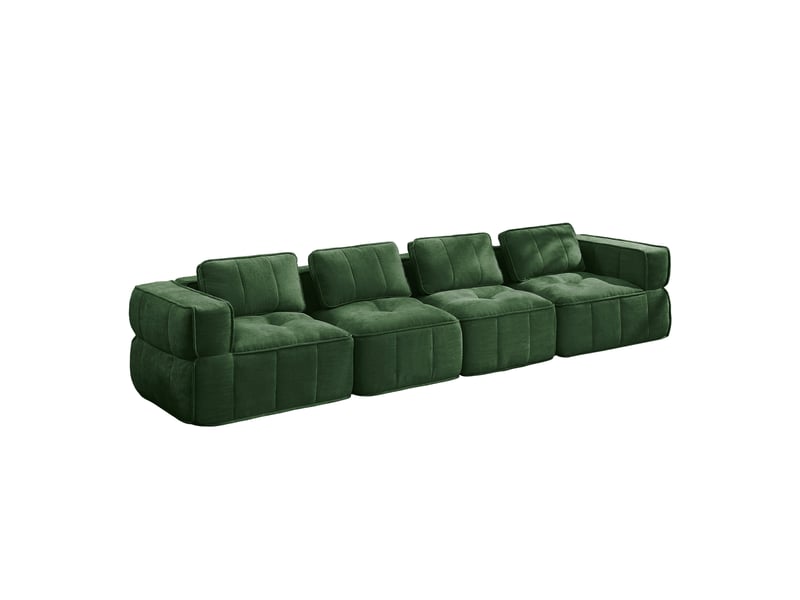 Canapé 4 places, revêtement en tissu, sans assemblage, vert - Conforama A
