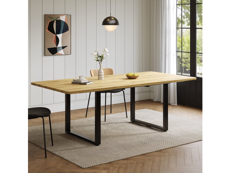  Table à manger extensible 140180220 x 80 cm en mdf, naturelle, 6 à 10 personnes  - Conforama E