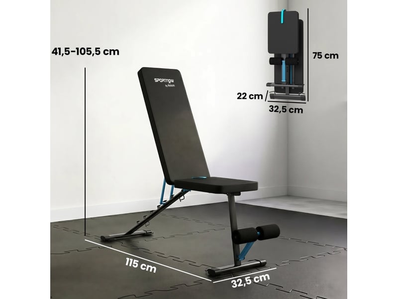  Banc de musculation réglable 7 positions avec rouleaux jambes homvra  - Conforama E