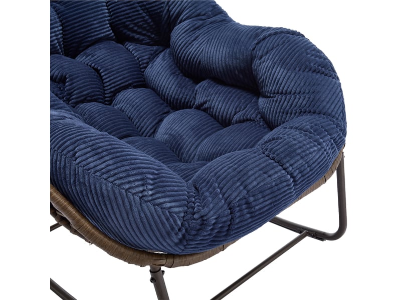 Fauteuil à bascule extérieur,106x90x78 cm,rotin synthétique,bleu marine - Conforama E