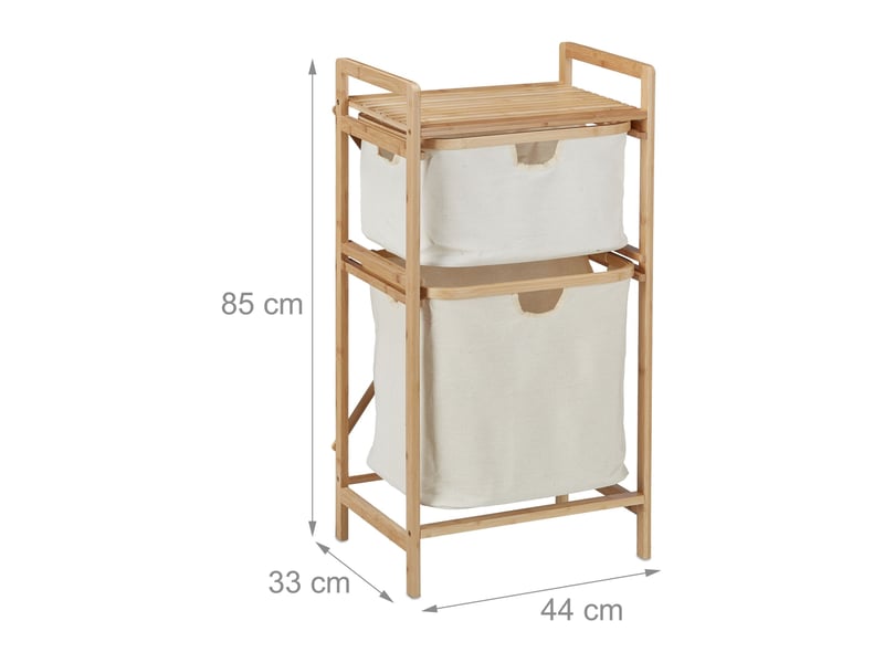  Panier à linge moderne 2 compartiments pour chambre salle de bain pratique rangement en bambou naturel 13_0011939  - Conforama B