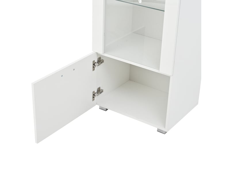  Vitrine 50x40x160 cm led panneau de particules blanc brillant  - Conforama D