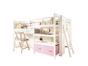 Lit mezzanine 90x200 cm WISHDOR   coloris blanc