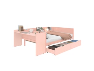 Lit avec rangement 140x200 cm <strong>KORFEE</strong> <strong></strong> coloris rose