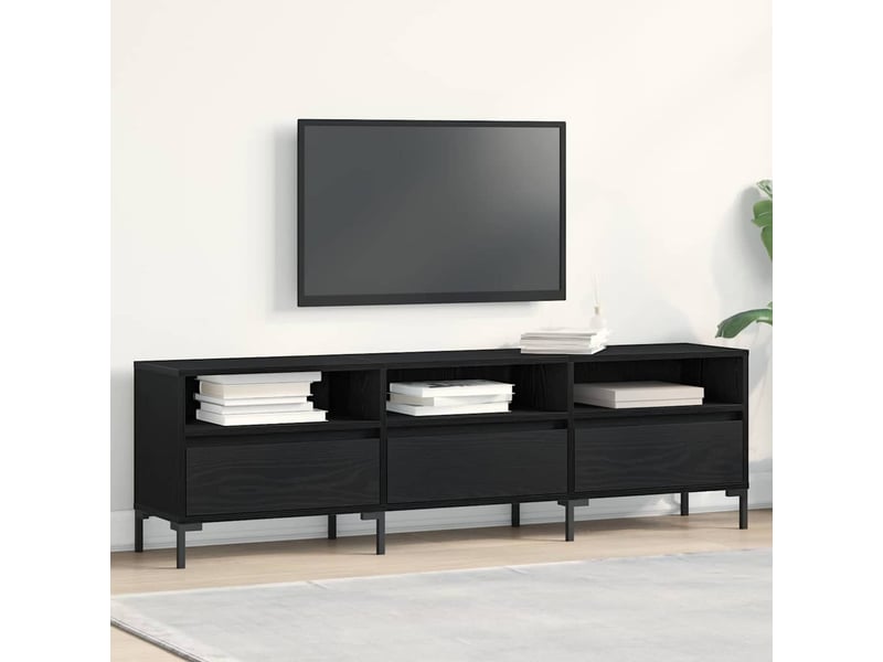 Meuble tv - banc tv - meuble de rangement 150 x 30 x 44,5 cm chêne noir bois d'ingénierie  - Conforama B