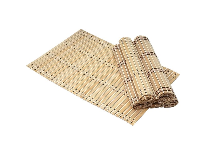  Set de table, ensemble 6 pièce hhg-925, napperons, bambou, lavable 45x30cm, marron clair  - Conforama A