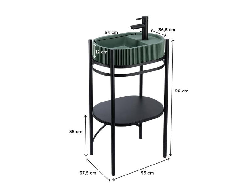 Meuble simple vasque lucia sur pieds 55cm métal noir et vasque béton MTC 3459 - Conforama C