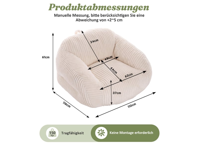  Pouf en velours côtelé beige W5378P504672 - Conforama C