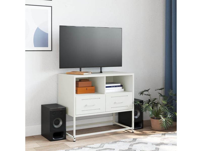  Meuble tv - banc tv - meuble de rangement blanc 68x39x60,5 cm acier  - Conforama C