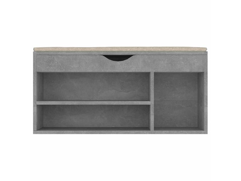  Banc à chaussures, meuble à chaussures avec coussin gris béton bois d'ingénierie  - Conforama E