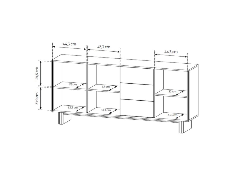  Buffet hasilo, bahut 3 tiroirs, 183x38x83h cm chêne marron Hasilo - Conforama C