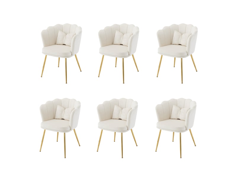  Lot de 6 chaises d'appoint en velours beige 63 x 58 x 77 cm evryae  - Conforama A