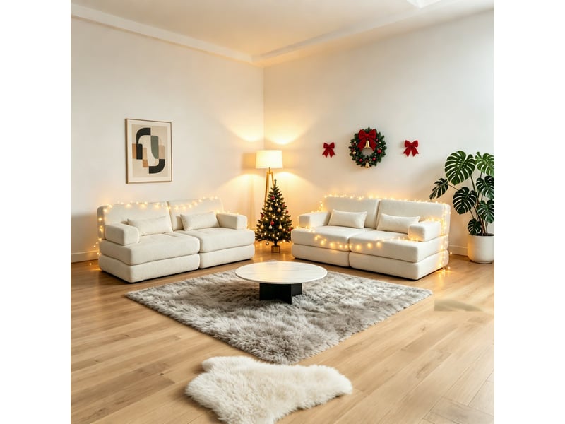 Canapé droit, paire de canapés droits, textile chenille, siège réglable pour intérieur, chambre ou bureau, 4 places, 80 x 90 x 182 cm, beige - Conforama D
