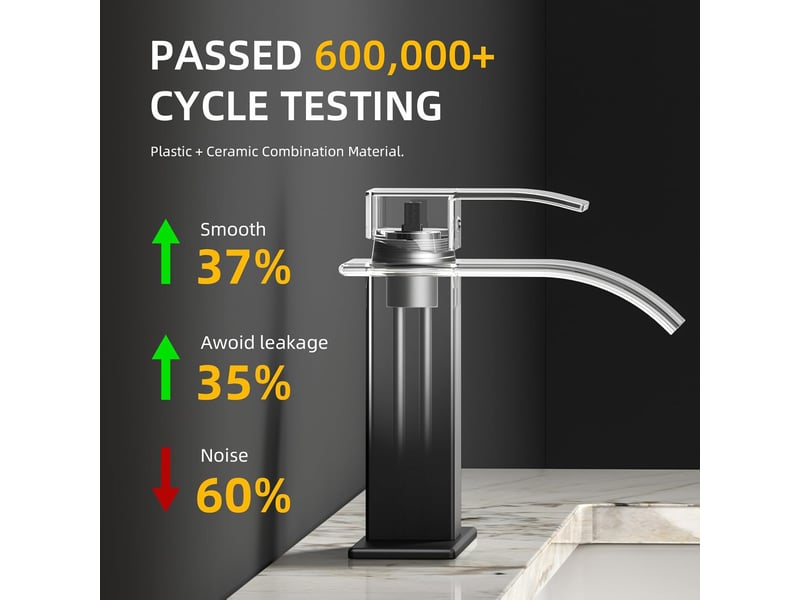 Robinet de lavabo cascade moderne, à poignée unique, comprend une base d'alimentation en eau et un tuyau (doré, 1 pièce) - Conforama B