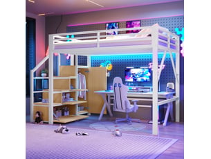 Lit mezzanine 140x200 cm OKWISH   coloris blanc