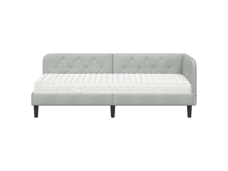  Lit simple- lit adulte -  cadre de lit d'angle gris clair 80 x 200 cm velours  - Conforama D