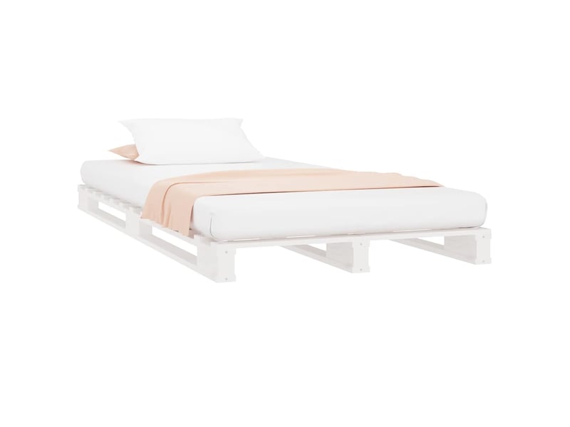  Lit simple- lit adulte -  lit de palette blanc 90x190 cm bois de pin massif simple  - Conforama B