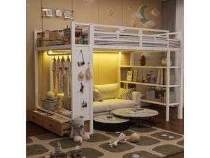 Lit mezzanine 140x200 cm <strong>SWEIKO</strong>  <strong></strong> coloris blanc