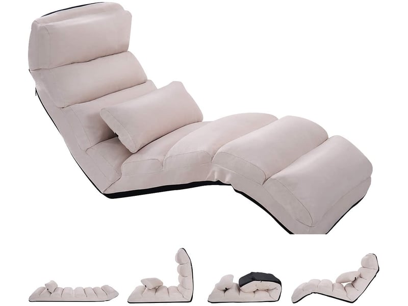 Canapé De Sol Pliable 5 En 1 - Fauteuil Convertible, Couchage, Rangement, 82cm Large