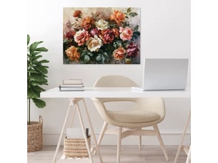Tableau décoration murale impression sur toile fleurs roses coloré - 90x60 cm - tableau décoration murale chambre et salon