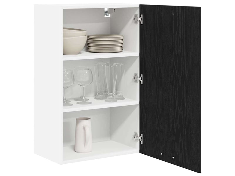  Meuble de rangement cuisine, armoire suspendue chêne noir et blanc 50x31x80cm  - Conforama C
