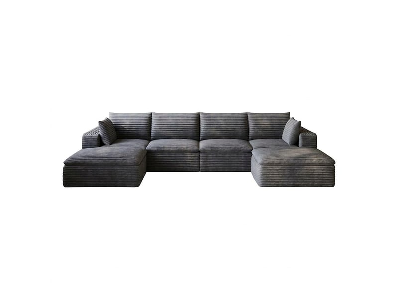 Canapé nuage 340 cm en velours côtelé 6 places gris foncé modulable sans montage  - Conforama A