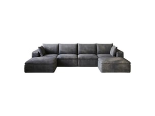 Canapé nuage 340 cm en velours côtelé 6 places gris foncé modulable sans montage