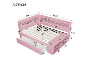 Lit simple 90x200 cm coloris rose