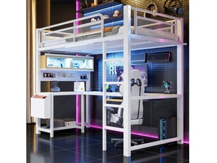 Lit mezzanine 90x200 cm <strong>HAVRYA</strong>  <strong></strong> coloris blanc