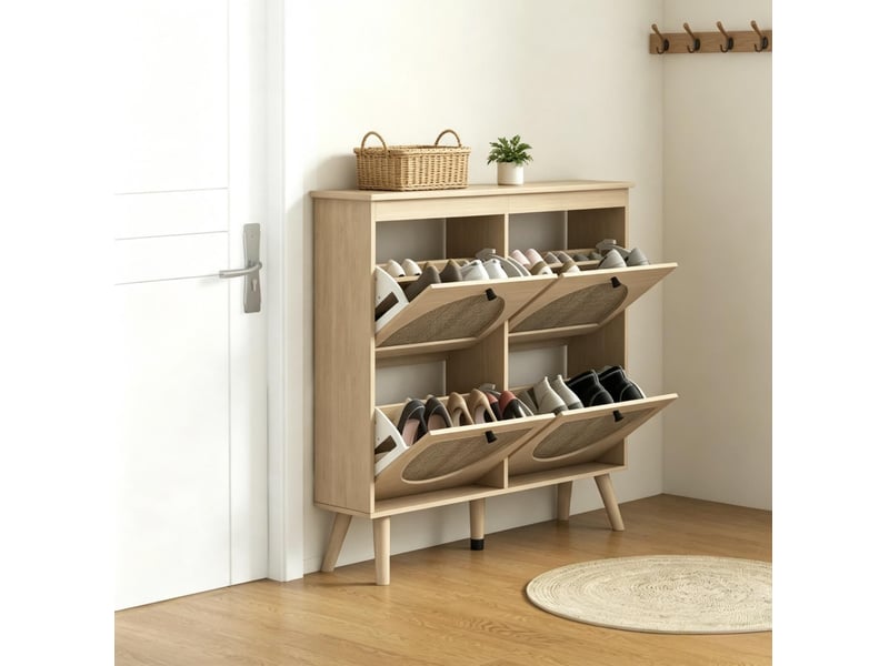 Meuble à chaussures modenvie à abattant 105 x 24 x 97,5 cm 20 paires style bohème bois naturel - Conforama D
