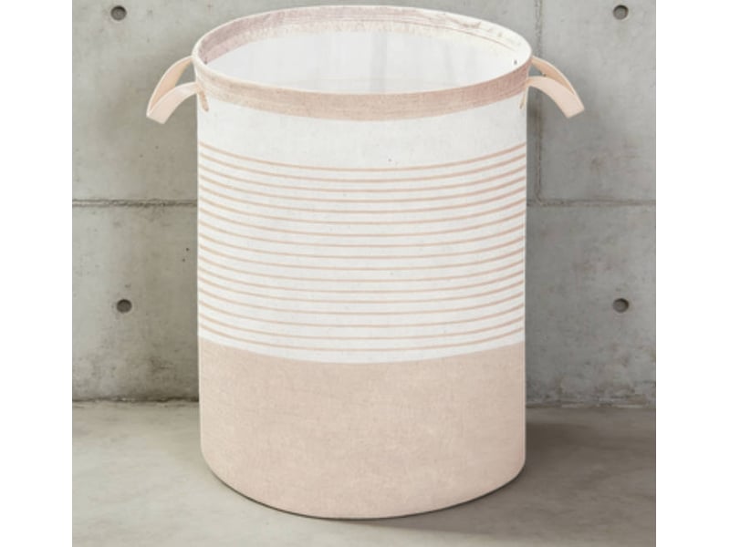  Panier à linge beige à rayures avec poignée, dimensions 44 x 33 cm 1 - Conforama D