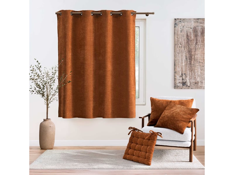  Rideau tamisant à œillets en velours chenille 140x180 cm  - Conforama D
