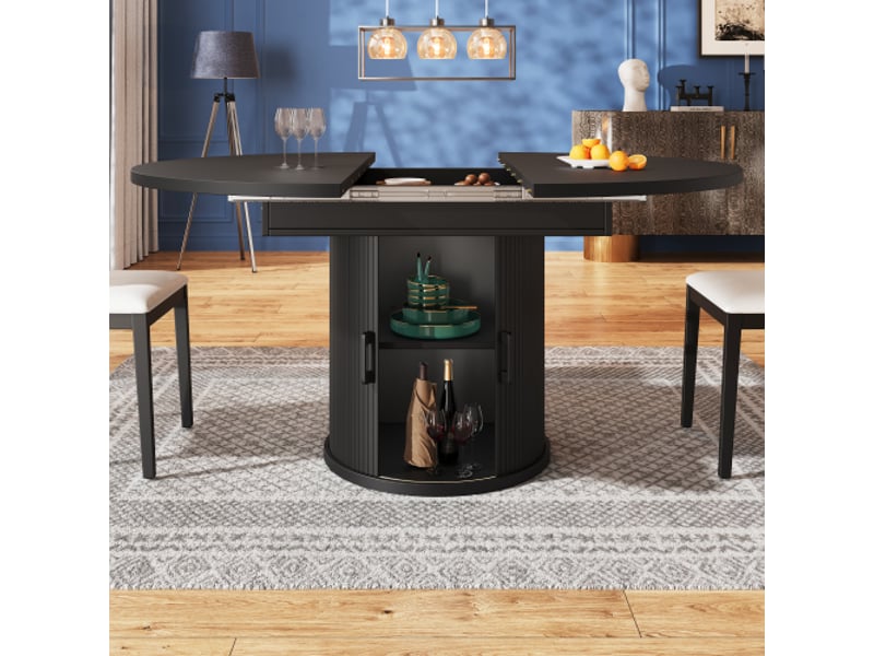  Table ronde extensible passage ovale 118-158 cm, plateau agrandissable, table repas polyvalente pour cuisine, balcon et salle à ma N620P308799800S - Conforama D