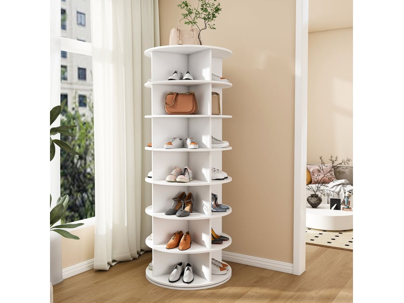  Range-chaussures rotatif 60x60x161 cm 7 niveaux 360° blanc  - Conforama B