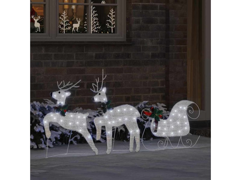  Lot de 3 rennes led, éclairage de noël, décoration de noël blanc froid 43 x 18 x 66 cm tissu cf62083  - Conforama C