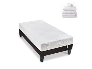 Ensemble matelas et sommier 90x190 cm Mousse + mémoire de forme <strong>OLYMPE LITERIE</strong> <strong>4BA.ME.K15.K.0919</strong> soutien Medium épaisseur 24 cm
