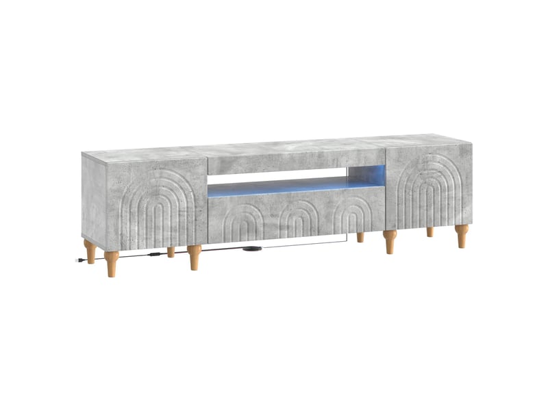 Meuble tv - banc tv - meuble de rangement led gris béton bois d'ingénierie - Conforama A