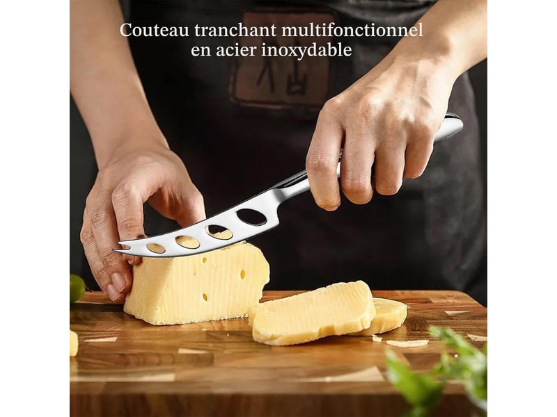 Trancheuse à fromage, couteau à fromage, râpe à chou, en acier inoxydable poli, coupe-fromage, lame tranchante avec denture, passe au lave-vaisselle CSTY-0010105TY - Conforama E