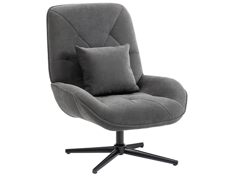  Fauteuil pivotant en chenille avec coussin lombaire gris foncé 72 x 92 x 96 cm  - Conforama A