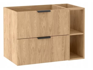 Meuble sous vasque suspendu avec étagère luna effet chêne hikora 80 cm