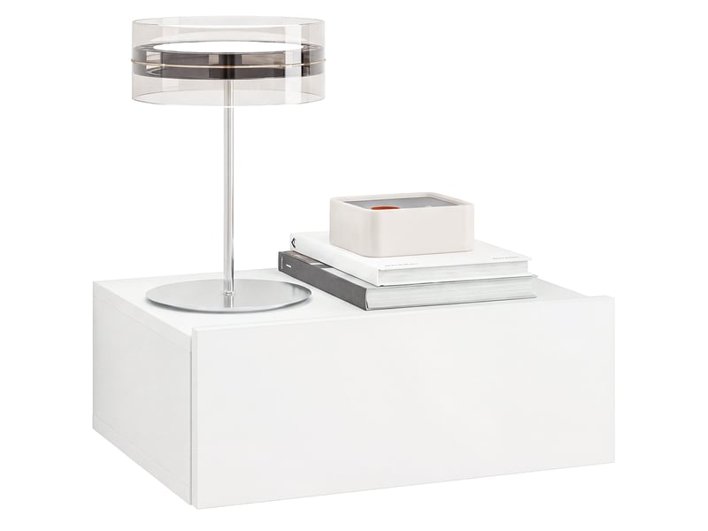  Table de chevet murale moderne avec tiroir, en bois, 40 x 30 x 15 cm, blanche  - Conforama A