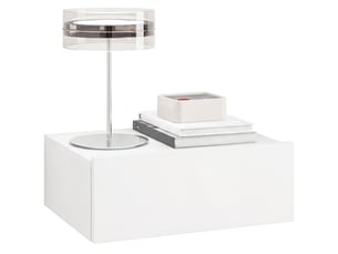 Table de chevet murale moderne avec tiroir, en bois, 40 x 30 x 15 cm, blanche