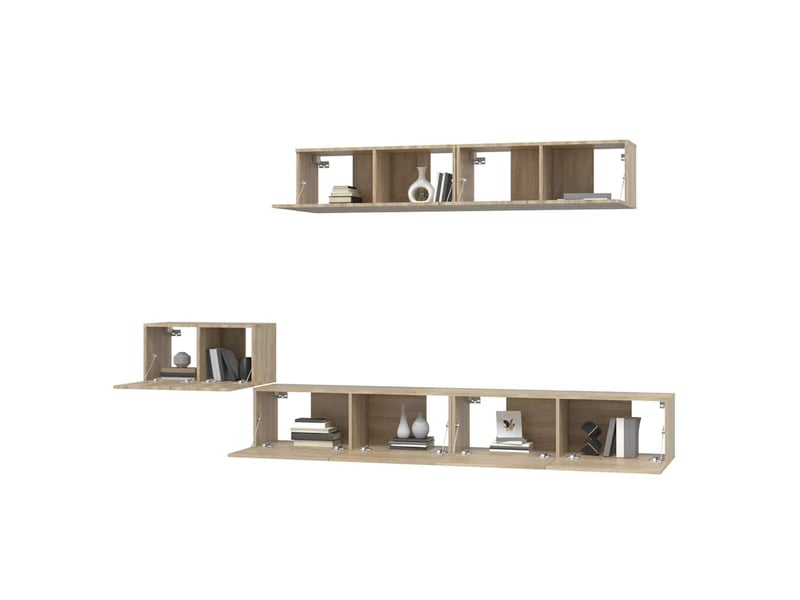  Ensemble de meubles tv - banc tv - meuble de rangement 5 pcs chêne sonoma bois d'ingénierie  - Conforama D