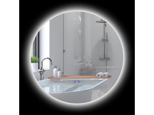 Miroir rond lumineux led de salle de bain ø 60 cm mural avec éclairage interrupteur tactile système antibuée 29 w gris