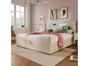 Lit coffre 160x200 cm SOGEU   coloris beige