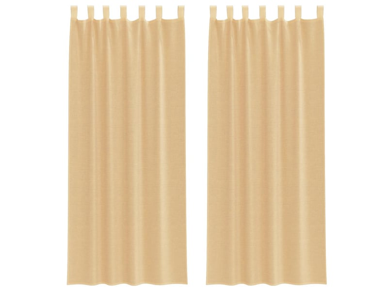  Lot de 2 rideaux en voile, voilages avec boucles sable 140x260 cm cf44325  - Conforama A
