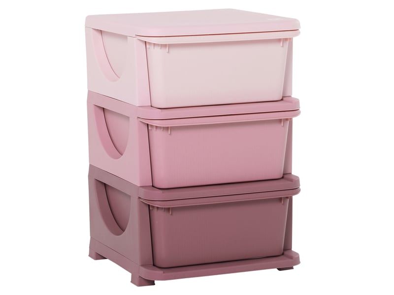  Organisateur de jouets pour enfants avec tiroirs à 3 niveaux, boîtes de rangement en plastique, rose, 37 x 37 x 56,5 cm  - Conforama B
