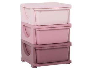 Organisateur de jouets pour enfants avec tiroirs à 3 niveaux, boîtes de rangement en plastique, rose, 37 x 37 x 56,5 cm