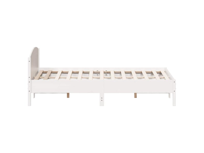  Lit double- lit adulte -  cadre de lit sans matelas blanc 180x200 cm bois massif de pin  - Conforama D